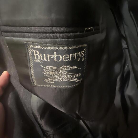 Burberry VTG Blazer 42R Black Two Button 100% Wool Sport Coat USA Union Made - Picture 3 of 7